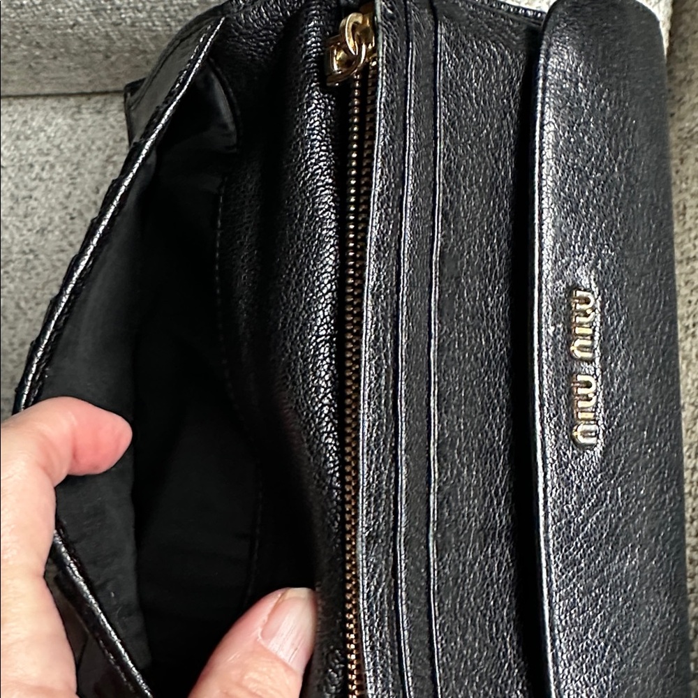 EUC Miu Miu Black and Gold Pebbled Leather Clutch - Picture 7 of 16